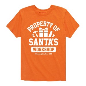 Boys' - Instant Message - Property Of Santas Workshop Christmas Short Sleeve Graphic T-Shirt - 1 of 4