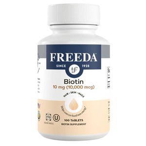 Freeda Biotin 10,000 mcg (10 mg) – High-Potency B7 for Hair, Skin & Nails – Kosher, Vegan Supplement - 1 of 4