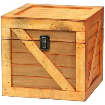 Vintiquewise Wooden Stackable Treasure Chest Cargo Crate Style, Light Brown