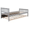 VYNXARIA Gray Color Pine  Frame Twin Platform Bed with Wheels, Headboard, Footboard - 3 of 4