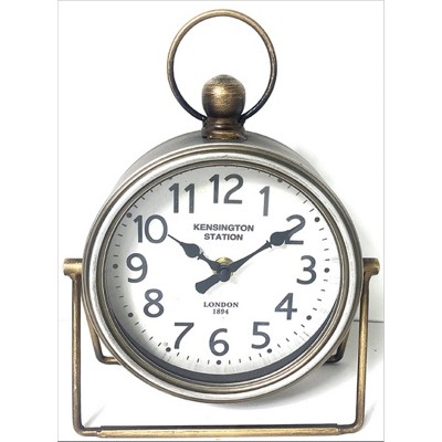 VIP Metal 10 in. Gold Metal Table Clock with Ring