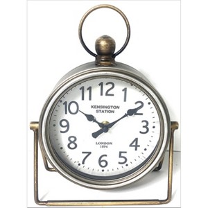 VIP Metal 10 in. Gold Metal Table Clock with Ring - 1 of 2
