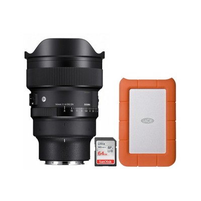 SIGMA 14mm F1.4 DG DN Art Sony E Mount Wide-Angle Lens with Memory Card Bundle