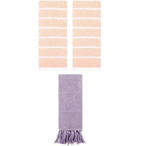 REGALWOVEN 3 Packs Striped and Solid Absorbent Soft Cotton Hand Towel for Bathroom - 1 of 4