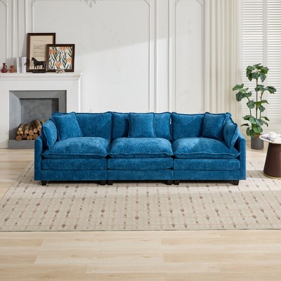 Modern Sectional Sofa Upholstered Cloud Sofa with Comfy Double Layer Upholstered Seat Cushion, Green/Black/Blue/Beige - ModernLuxe