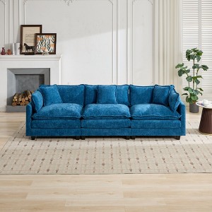 Modern Sectional Sofa Upholstered Cloud Sofa with Comfy Double Layer Upholstered Seat Cushion, Green/Black/Blue/Beige - ModernLuxe - 1 of 4