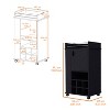Vynxaria White Bar Cart - Stylish Design, Two External Shelves, Six Built-in Wine Racks, Single Door Cabinet - 3 of 4
