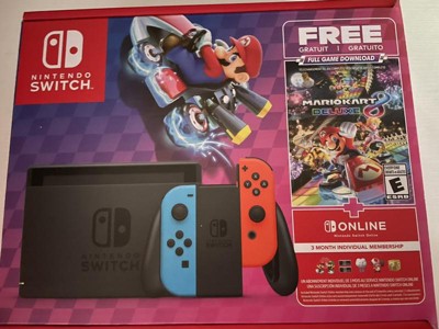  Nintendo Switch Mario Kart 8 Deluxe Accessories Bundle with  Neon Blue & Neon Red Joy-Con & 32GB SD Card : Video Games