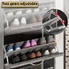 Famapy Gray wood grain 3 Drawer Flip Up Shoe Cabinet Openwork - 4 of 4