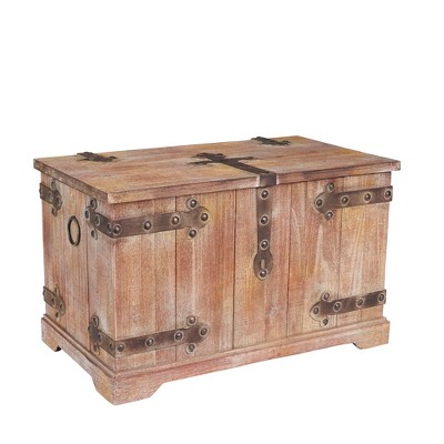 Victorian Style Brown Fir Wood Storage Trunk Set