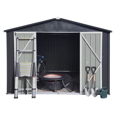 NicBex 8x10 FT Outdoor Storage Shed with 2 Integrated Punched Vents,Metal Outdoor Shed with Apex Roof,Storage Sheds for Garden
