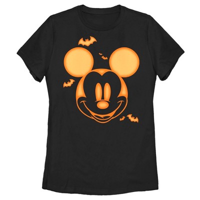 Women's Mickey & Friends Halloween Pumpkin Face T-Shirt - Black - Large