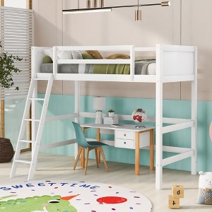 NicBex Twin Size Bunk Bed Loft Bed Pine Bed Frame with Inclined Ladder and Full Length Guardrail, No Box Spring Required, Space Saving - 1 of 4