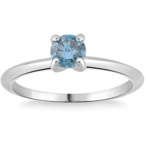 Pompeii3 3/8Ct Round Cut Blue Diamond Solitaire Engagement Ring White or Yellow Gold 14k - 1 of 4