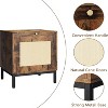 GustoWaveRattan Nightstand,, Accent End Table with Storage and Metal Legs, Night Stand for Bedroom, Living Room, Brown and Black - 4 of 4