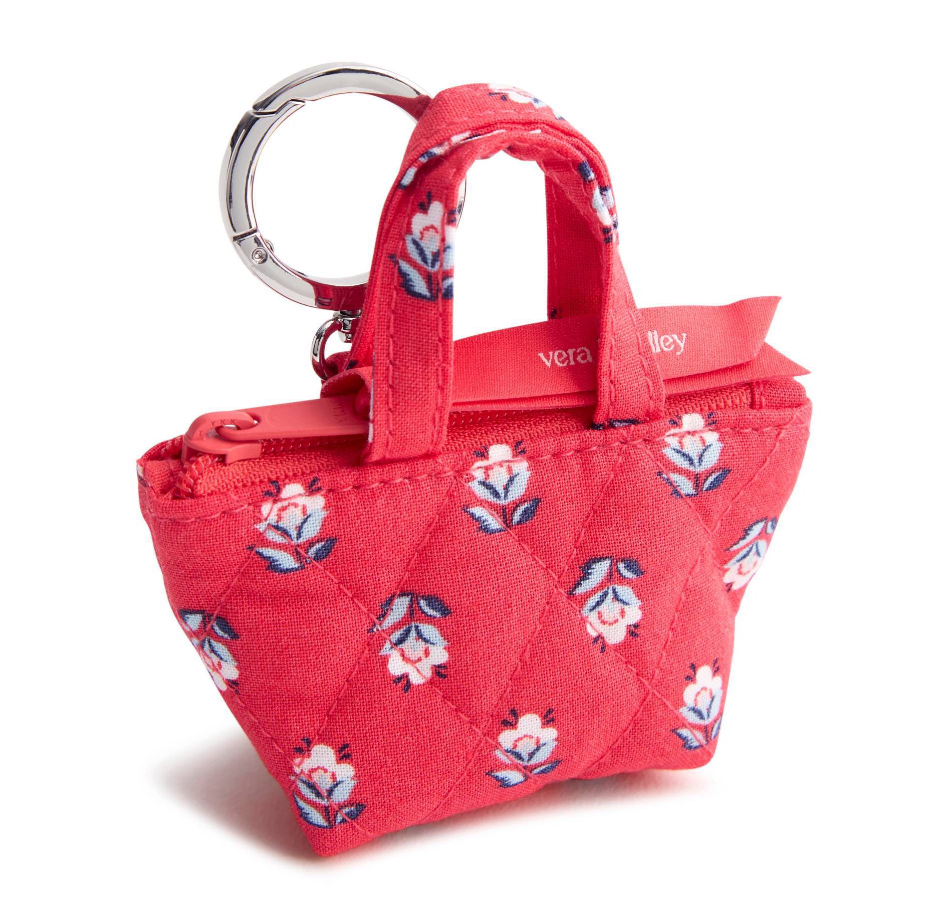 Vera Bradley Hibiscus Bluebell Ditsy Essential Mini Tote Bag Charm - Red