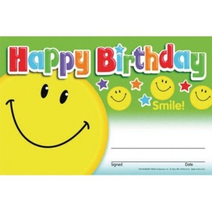 Trend Enterprises Birthday Smile Certificates Pk30 - 1 of 1