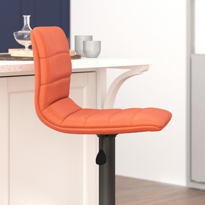 Cognac Vinyl Adjustable Swivel Barstool with Black Metal Base