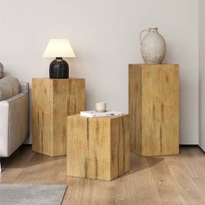 Set of 3 End Table Sofa Side Table Outdoor Coffee Table Accent Table Plant Stand, Square-Column MGO - ModernLuxe - 1 of 4