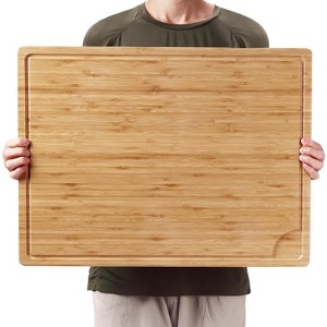 24 x 18 In Large Bamboo Wood Cutting Board, Kitchen Chopping Board with Juice Groove, Cheese Charcuterie Board, Butcher Block, 100% Organic Bamboo - 1 of 4