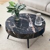 Minimalis Round Coffee Table With Metal Legs,Patterned Coffee Table,Coffee Table Unique,Coffee Table For Living Room -Maison Boucle - 3 of 4