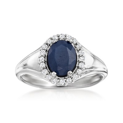 Ross-Simons 1.50 Carat Sapphire and .30 ct. t.w. White Topaz Ring in Sterling Silver