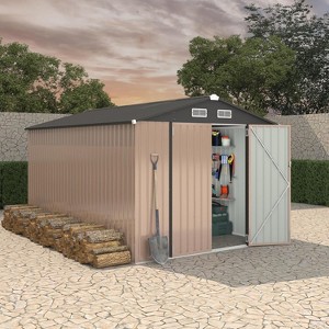 Acekool 8x12 FT Metal Outdoor Storage Shed, Lockable Double Doors, Air Vents, Sloped Roof, Tool Shed for Yard Patio - 1 of 4