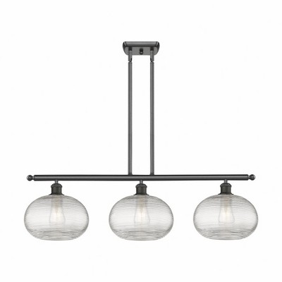 Ithaca - 3 Light Stem Hung Island In Industrial Style-10 Inches Tall and 36.5 Inches Wide