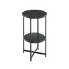Syemin End Tables Small Round Side Table, 2 Tiers Farmhouse End Table, Accent Tables for Small Spaces, Night Stands, Black, 15.74"*15.74"*18.5" - 2 of 4