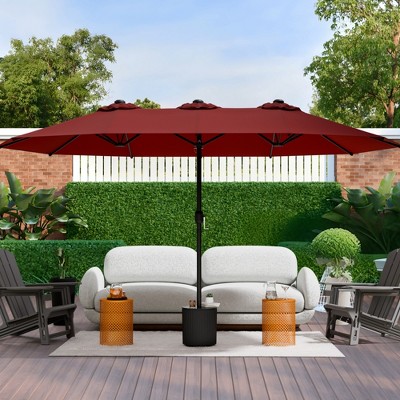 Maggift Patio Umbrella, Large Outdoor Double-Headed Umbrella, With Crank Handle, Powerful UV Protective for Pool, Lawn, Red, 181.1"*106.2"*94.5"