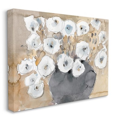 Stupell Industries Abstract White Blossom Bouquet Neutral Grey Brown
