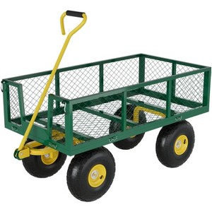 Steel Garden Wheelbarrow - Convertible Wheelbarrow, Foldable Sides, Quick-Release Hinges, Heavy Duty, Corrosion-Resistant Frame - 1 of 4