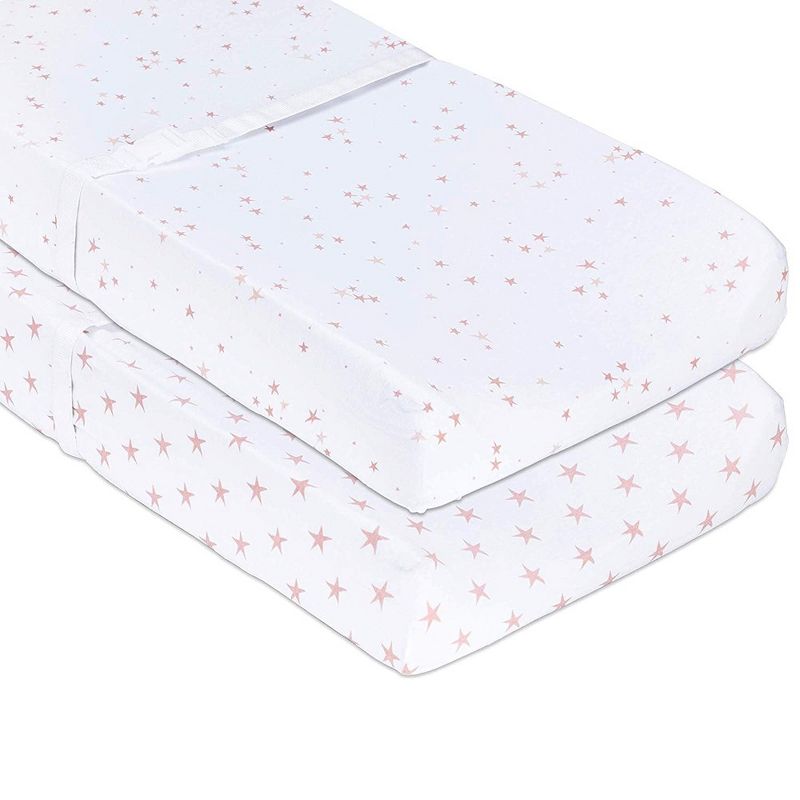 Ely's & Co. Baby Changing Pad Cover - Cradle Sheet 100% Combed Jersey Cotton Pink for Baby Girl, 1 of 12