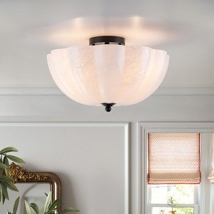 LLHZSY 15 9/10" Modern Semi Flush-Mount Ceiling Light 3-Light Half-Cut Pumpkin Petal Cloud Glass - 1 of 4