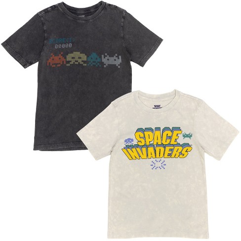 Space Invaders Big Boys 2 Pack Graphic T-Shirts Gray 8