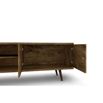 Rustic Brown Mid-Century Modern TV Stand with Concealed Storage