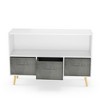 Childrens Bookshelf 4 Cubby Toy Storage Organizer with Collapsible Fabric Drawers, Kids Bookcase Book Display for Kids Room, Playroom and Nursery - 2 of 4
