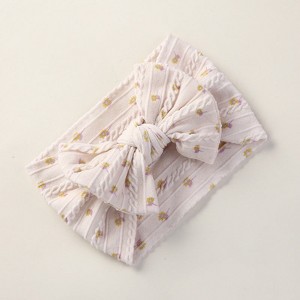 MyKids-Usa Baby Floral Print Soft Big Bow Headband - 1 of 4