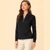 INSPIRE CHIC Women's V Neck Decor Button Pleated Solid Office Long Sleeve Shirt - 3 of 4