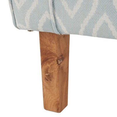 Hazina Light Blue Linen Blend Club Accent Chair with Wood Legs