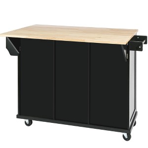 Dexmalle Kitchen Cart with Drop-Leaf Countertop,Internal Storage Racks and Wheels - 1 of 4