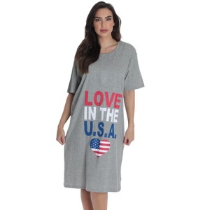 Just Love Womens Nightgown - Short Sleeve Henley Oversized Sleepwear Gown - 1 of 3