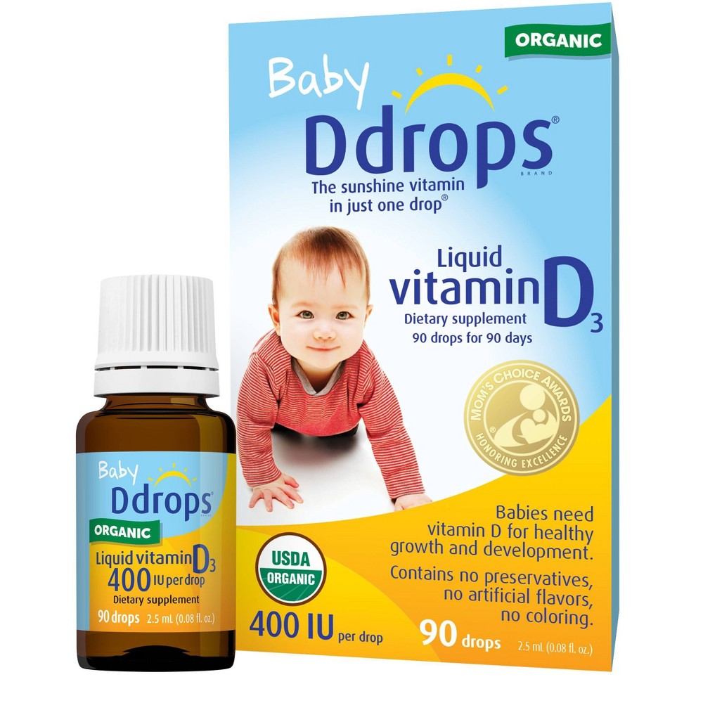 Photos - Vitamins & Minerals Ddrops Baby Vitamin D 400 IU Organic Liquid Drops - 0.08 fl oz