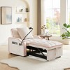 NicBex 3-in-1 Convertible Sleeper Chair,Multi-Pockets Folding Sofa Bed ,Couches with 1 USB Port and 1 Type-C Port for Living Room,Beige/Pink - 4 of 4