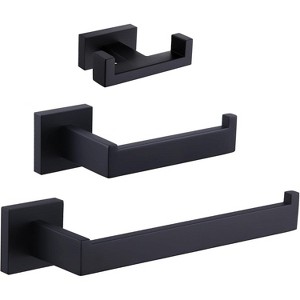 Mixxidea Double Towel Hook Bundle with Toilet Paper Holder, Towel Holder (Matte Black) - 1 of 3