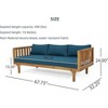 Outdoor Acacia Wood Daybed, 3 Seater Day Bed Couch Sofa with Water Resistant Cushions for Patio Backyard, Garden Furniture, - 4 of 4
