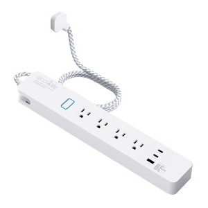 eco4life Smart Wi-Fi Surge Protector Power Strip with 4 AC Outlets, 2 USB-C Ports, 1 USB-A Port, C380N in White - 1 of 4