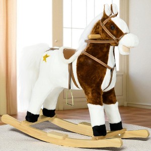 Mshliw Interactive Plush Rocking Horse with Realistic Sounds, Ride-On Toy with Saddle for Kids Ages 3-8, Boys & Girls Gift, Halloween gift - 1 of 4