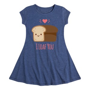 Girls' - Instant Message - Valentine's Day I Loaf You Bread Fit & Flair Cap Sleeve Dress - 1 of 3