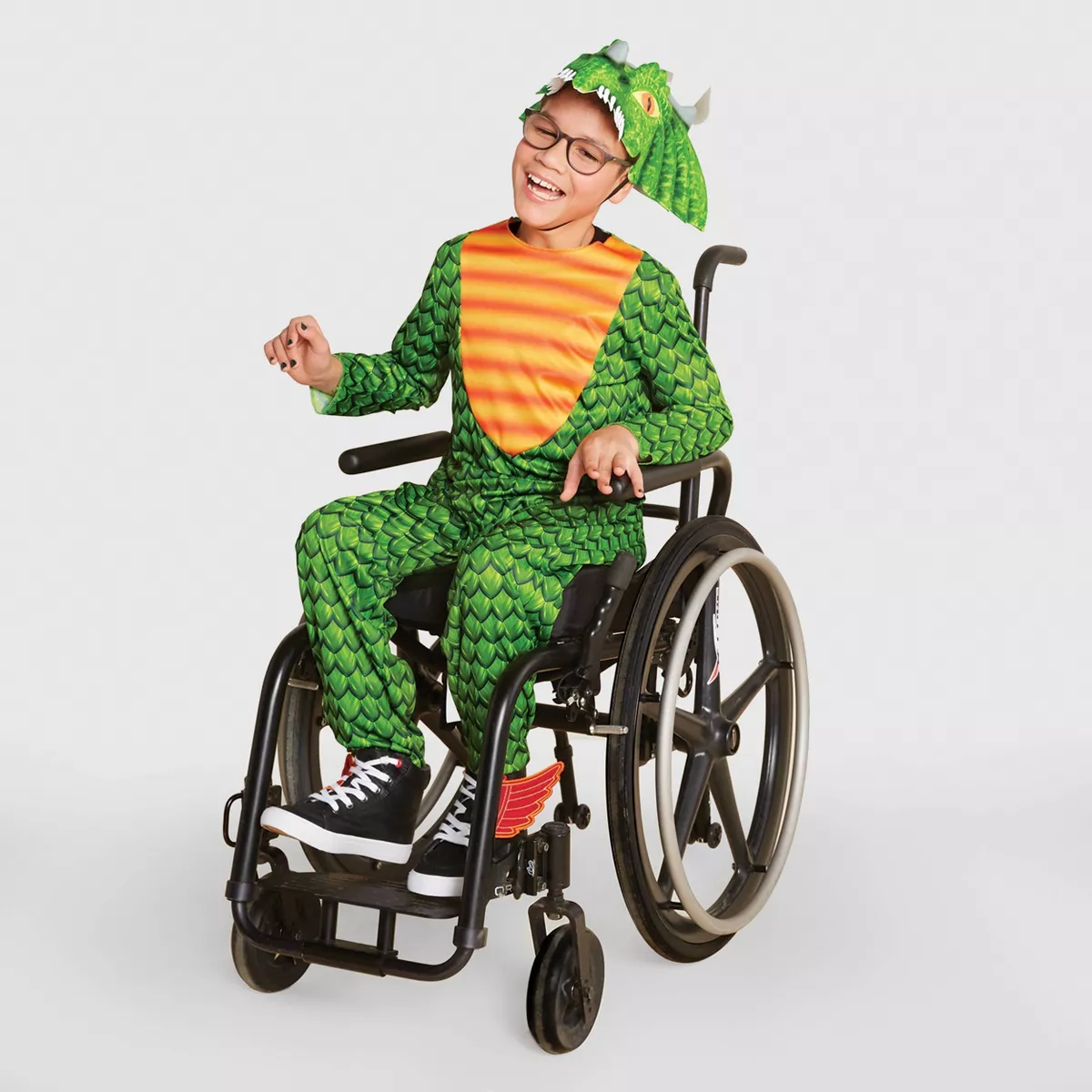 Kids' Adaptive Dragon Halloween Costume Jumpsuit with Headpiece - best costumes for autistic child